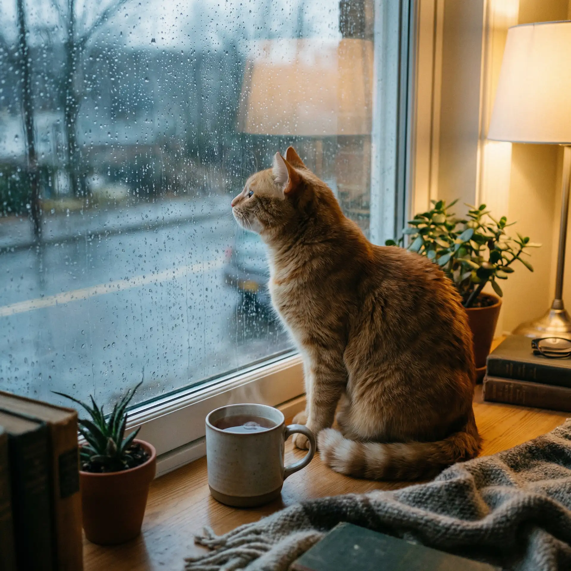 猫咪望着窗外的雨 - 陈冠希事件照片
